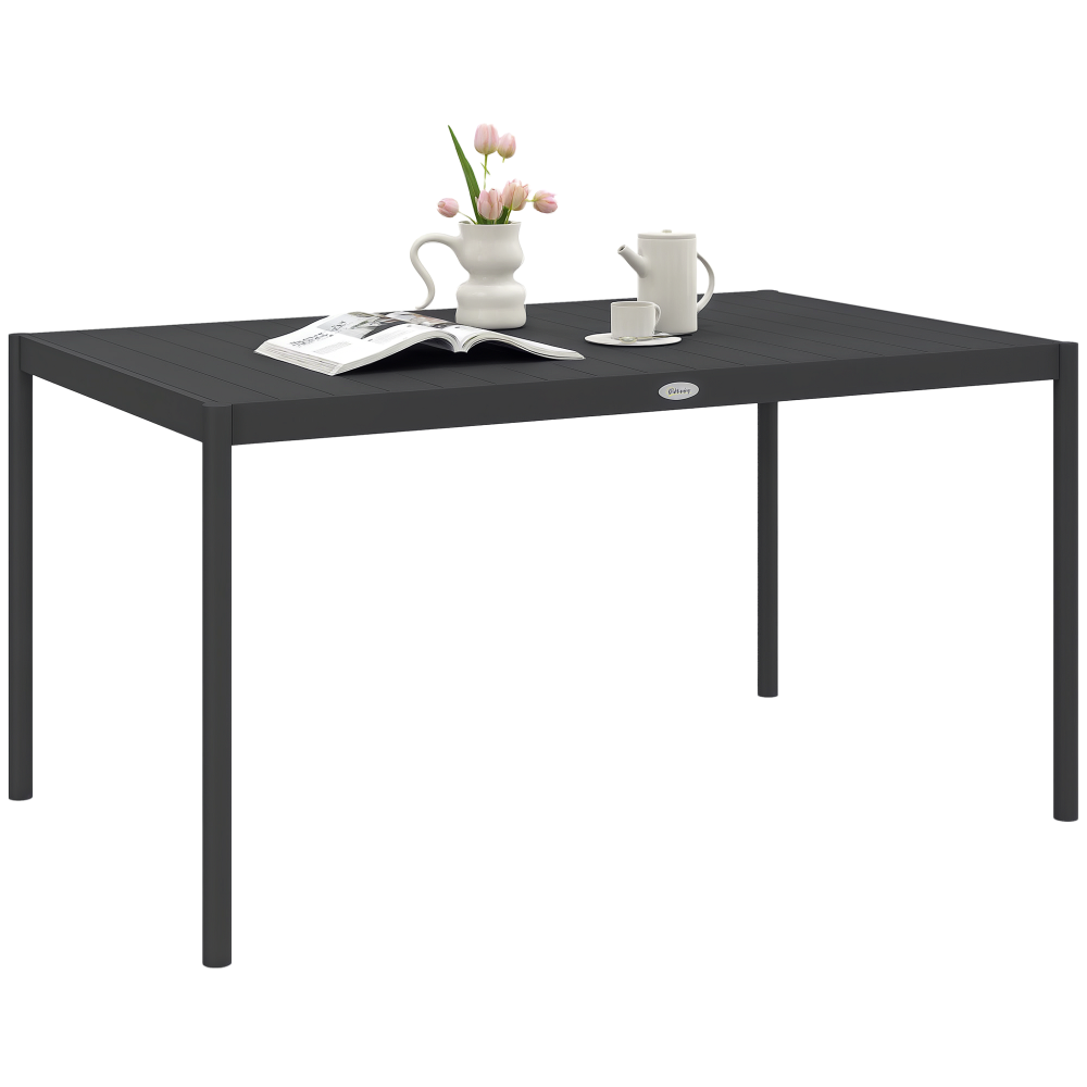 Table de jardin rectangulaire pour 6 personnes en aluminium plateau à lattes dim. 145L x 90l x 74H cm gris – 145L 90l