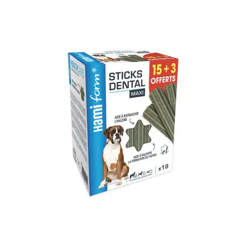 Sticks Dental Maxi pour chien Hamiform - la boîte de 15 + 3