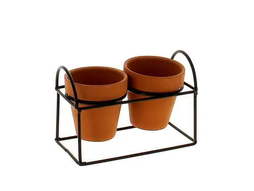 Cache-pot double sur base coloris marron Baby - Ø 6,3 x 6,5 cm