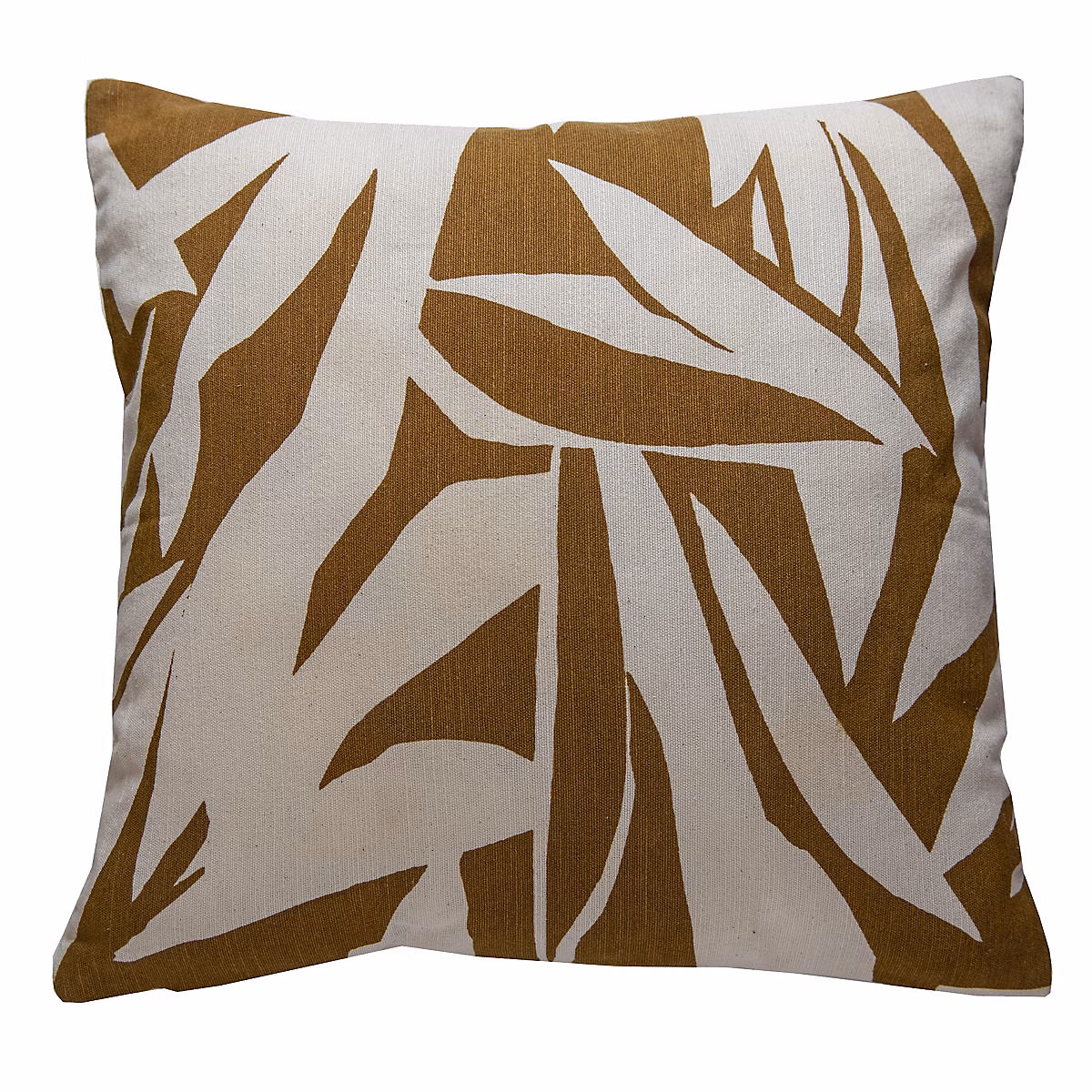 Housse de coussin feuillage blanc et ocre l.45 x L.45cm – Réf. YFTQRVDCO8174420998