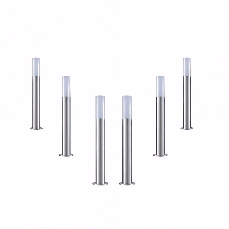 Borne Extérieure 60cm 220V IP65 ARGENT pour Ampoule E27 (Pack de 6) – SILAMP