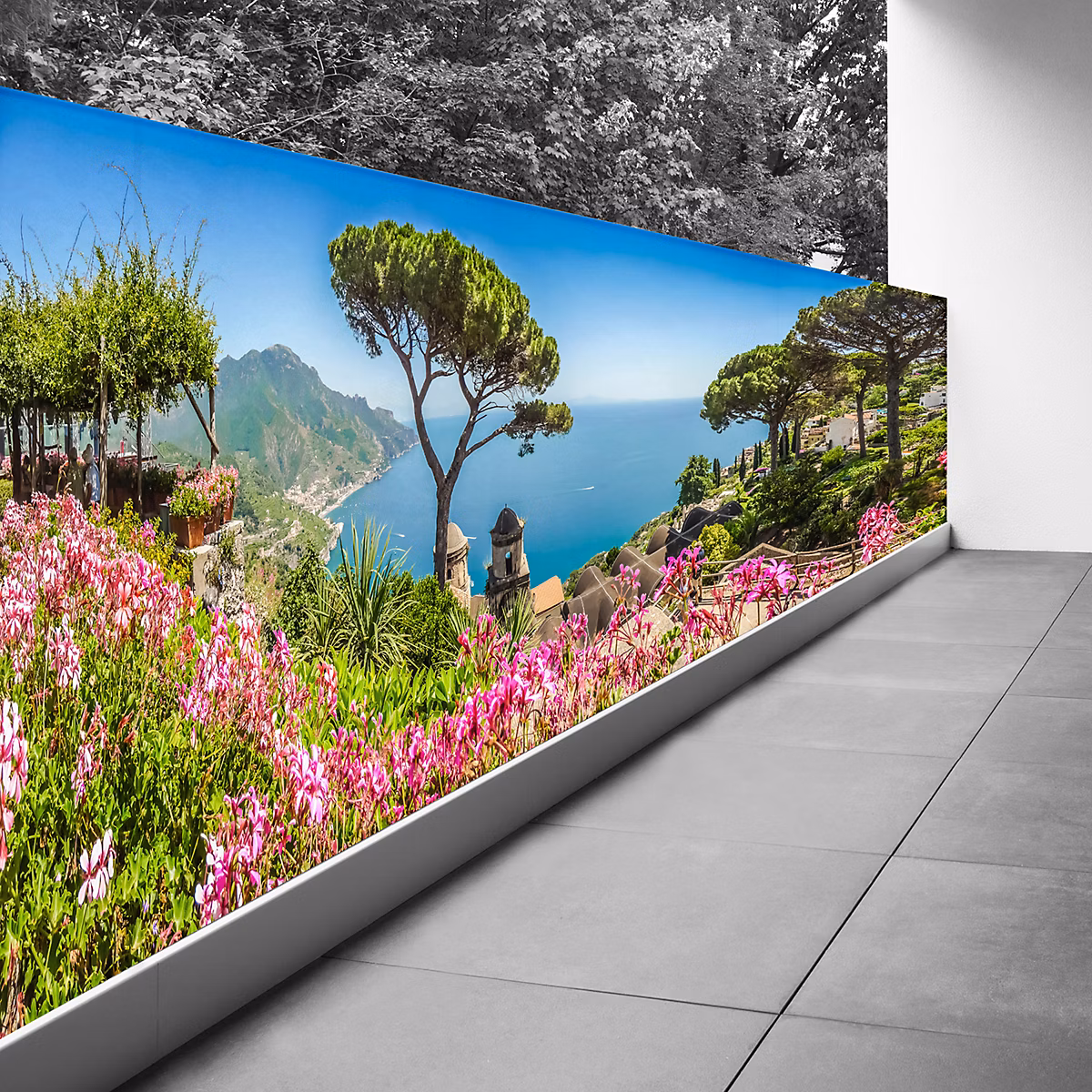 Brise vue Trompe l'oeil – 130 × 325 cm, Vue côte Italie 3617689698861