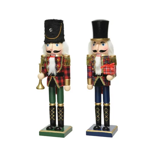 Casse-noisette en bois à habit tartan écossais - 12,5 x 11,5 x 76 cm