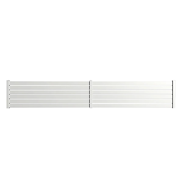Clôture alu 6 lames modèle ajouré en kit – 2 éléments dim. L4154 mm (poteaux compris) x H675mm Blanc RAL 9010