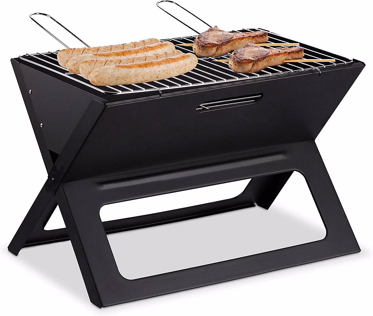 Barbecue Pliable Noir avec Charbon et Foyer pour Camping et Pique Nique | Barbecue