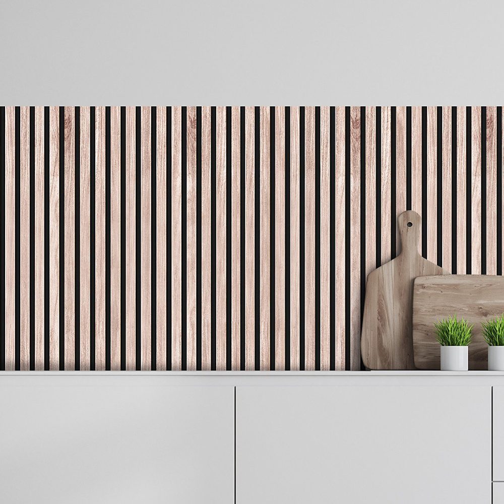 Crédence adhésive mur tasseau bois 60 × 200 cm