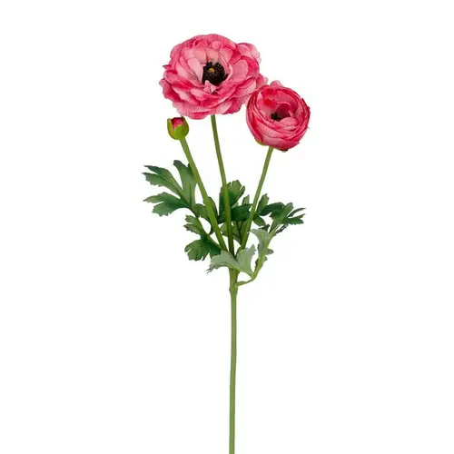 Tige de renoncule artificielle en plastique recyclé rose - 53 cm