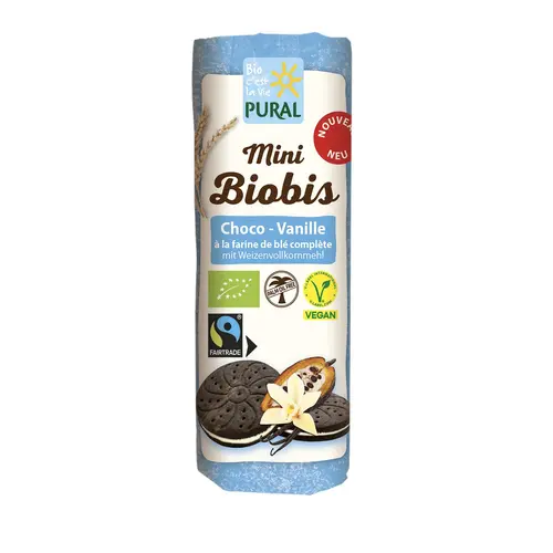 Biscuits bio choco vanille Pural mini Biobis - 85 g