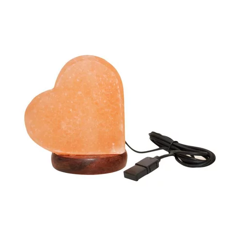Lampe à sel en forme de cœur avec prise USB - 10 cm