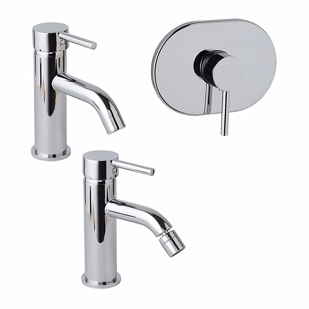 Ensemble De Mitigeurs Pour Lavabo | Bidet Et Groupe De Douche Encastré Chromé – Fassa