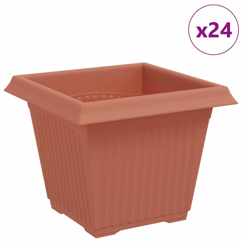 vidaXL Pot de Fleurs Carré 24 pc Rouge brique 20 x 20 x 16 cm – Aménagement du jardin