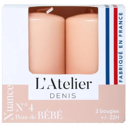 Bougie cylindrique rose L’Atelier de Denis - Le pack de 2