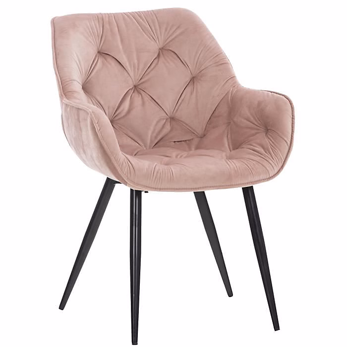 Chaise Tanna CLP Velours Rose métal noir 58 × 82 cm