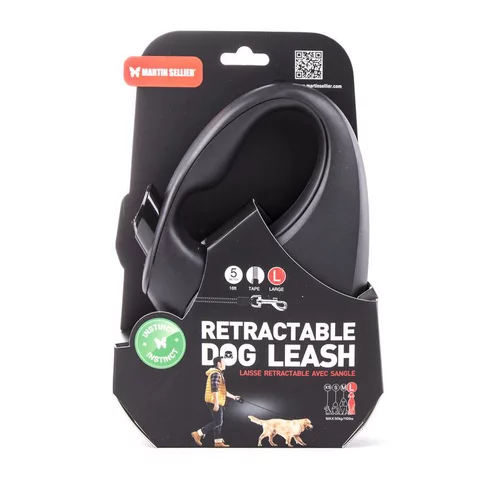 Laisse rétractable noire Instinct Sangle - taille L