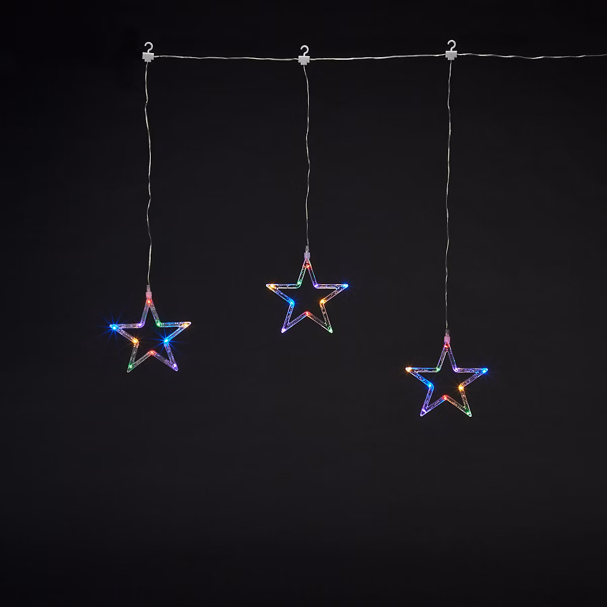 Guirlande lumineuse LED intérieure multicolore câble transparent 1 – 6 m décor étoile
