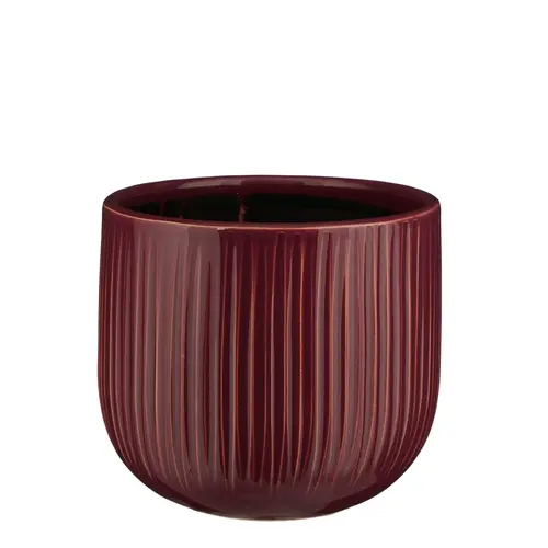 Pot rond cannelé coloris violet Pablo - 16 x Ø 18 cm
