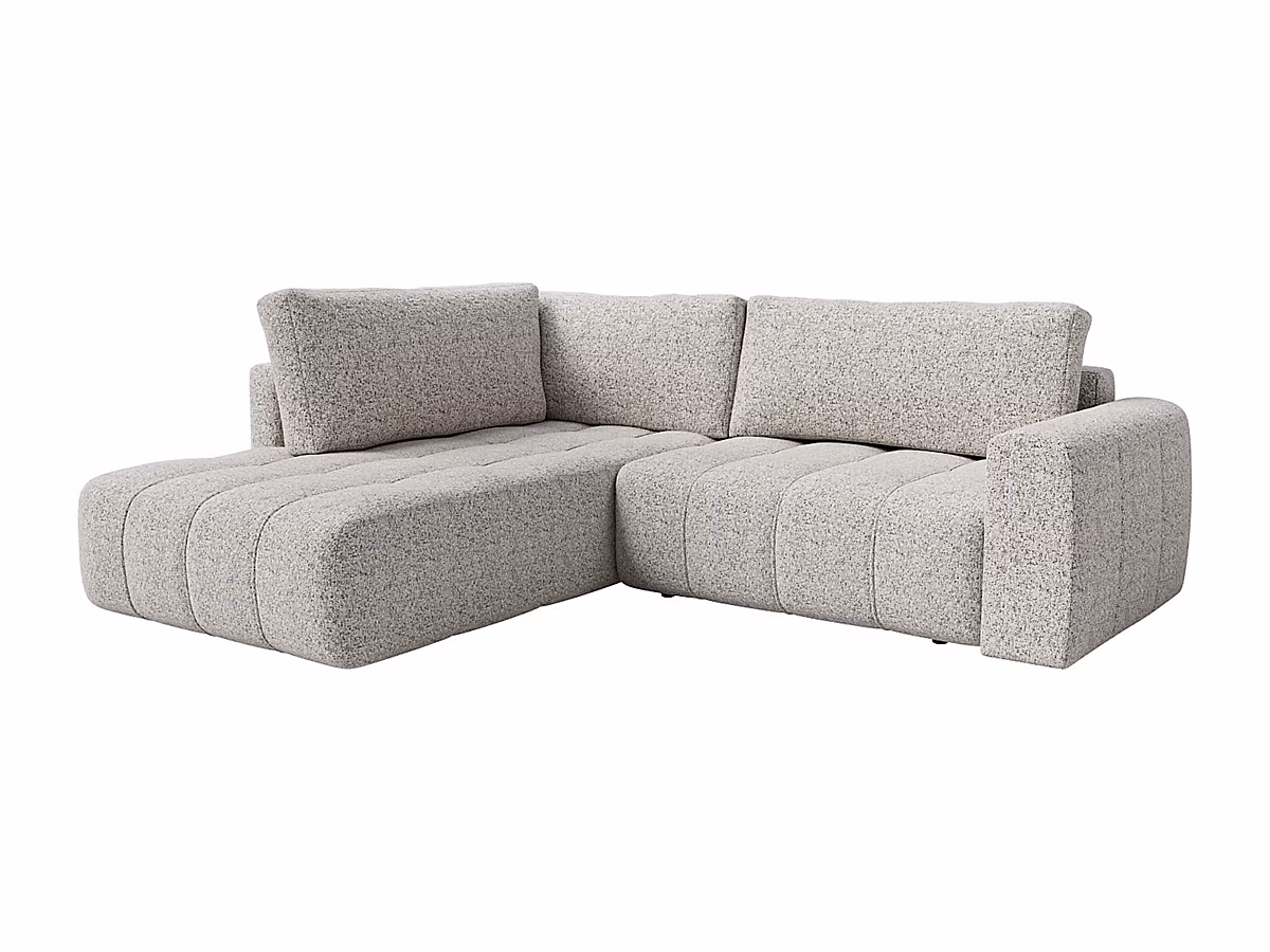 Canapé d'angle gauche en tissu chiné gris LORIONA | Canapé