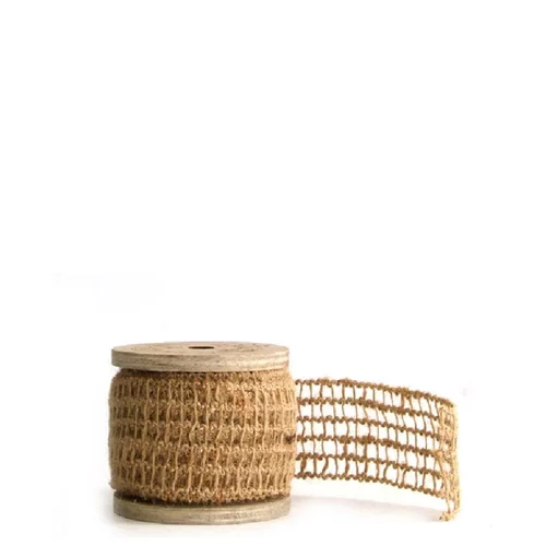 Rouleau ruban beige en jute - 5 cm x 3 m
