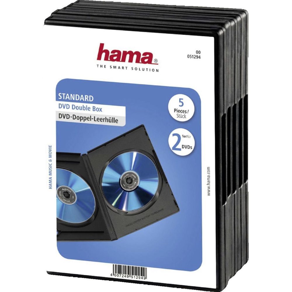 Hama Pack boîtiers DVD Hama 2 DVD par boîtier – noir