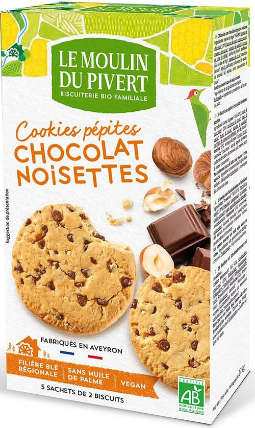 Cookies bio aux pépites de chocolat et noisettes LE MOULIN DU PIVERT