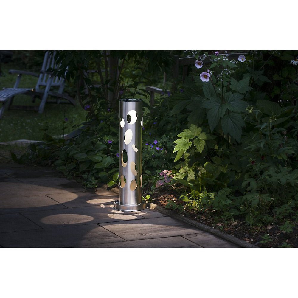 Borne solaire cylindrique ajourée très éclairante inox 68cm 50 Lumens – Réf. XPEWSJYKU0246970973