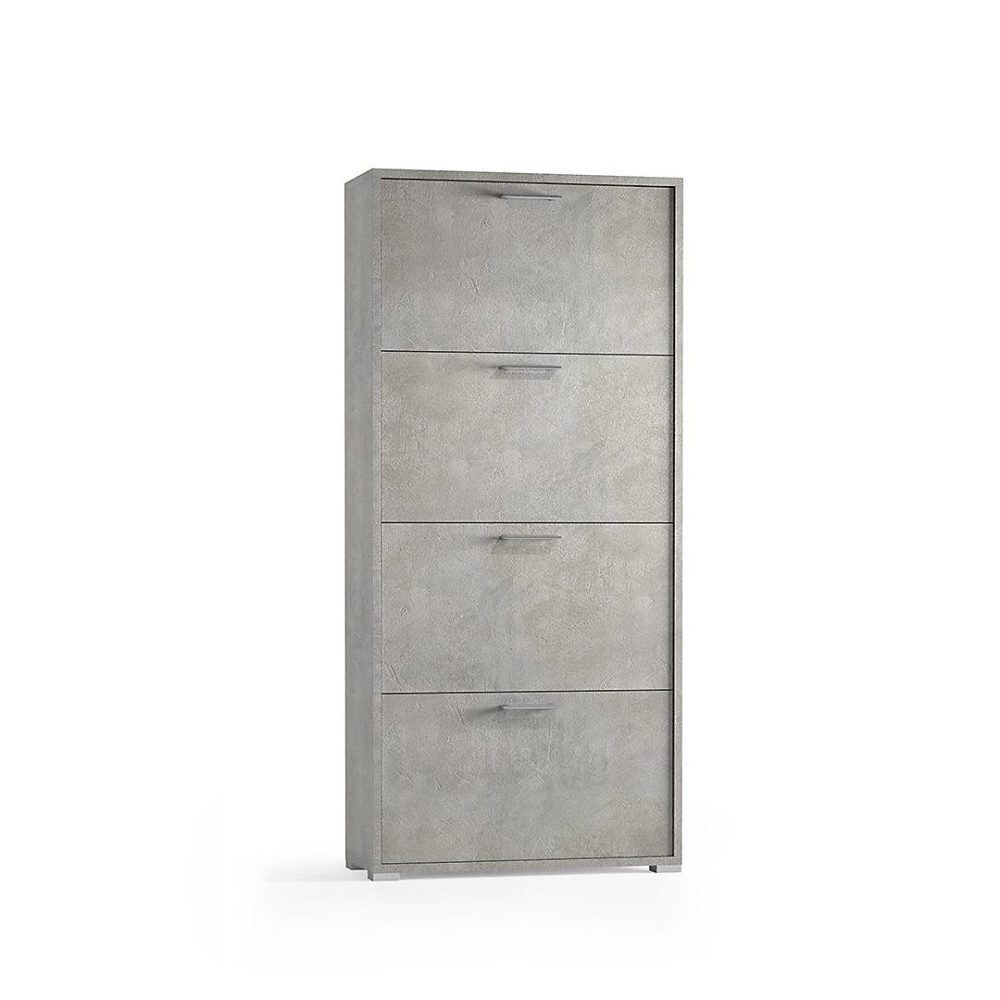 Armoire À Chaussures Double Profondeur Avec 4 Portes À Rabat Gris Béton – Réf. CEMXRSSZE1041688722