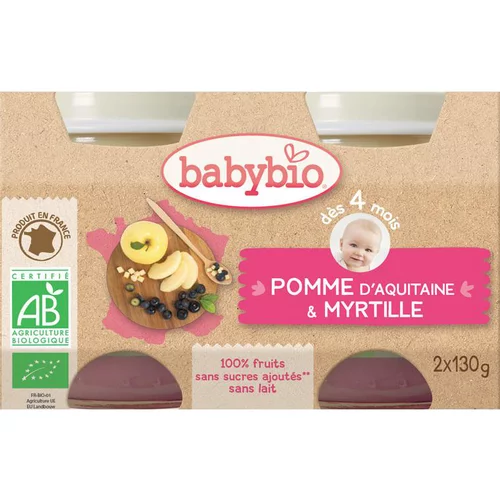 Petits pots pomme et myrtille Babybio 2 x 130 g