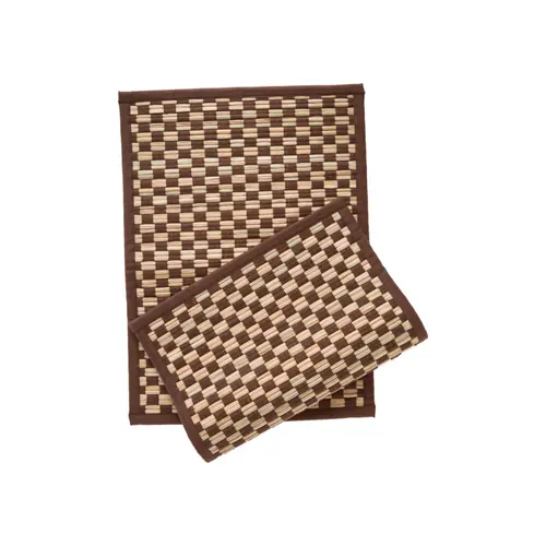 Set de table à carreaux en coton marron et herbier naturel x 2 - 50 x 35 cm