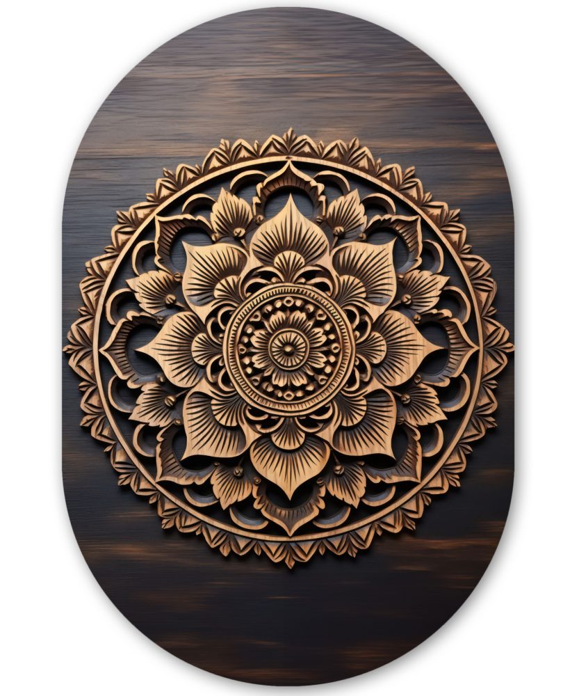 OVALE MURAL Mandala Bois - Fleurs