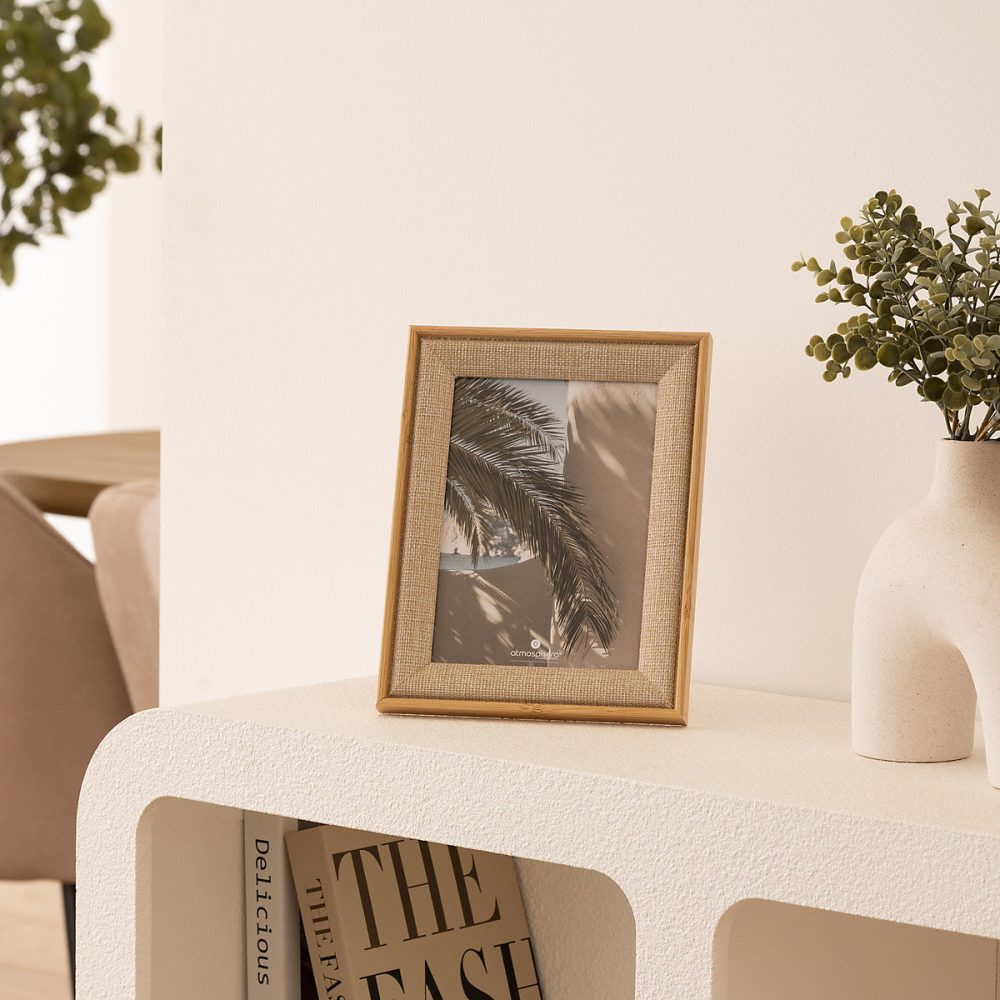 Cadre photo Zera tissu beige 13 × 18cm – Atmosphera Créateur d'intérieur
