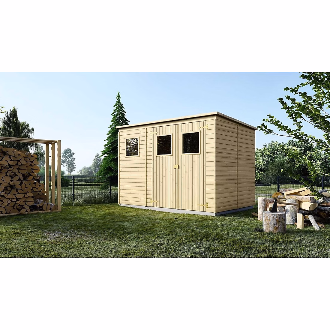 Abri de jardin en bois 4.86 m2 – 2.7x1.8 m, Couleur: naturel, DOM421