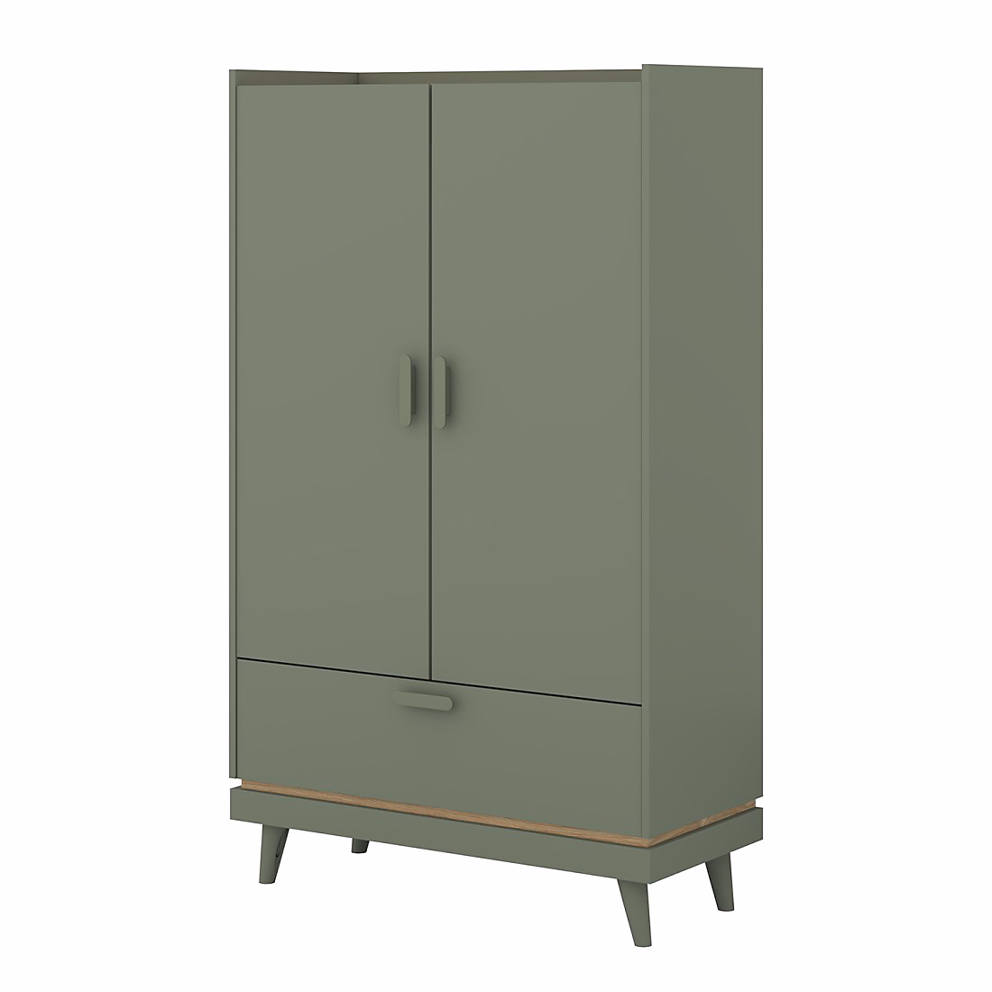 Armoire NOKI 2 portes et 1 tiroir vert et bois Petite armoire style scandinave – Réf. WVACJYZOU2082572590