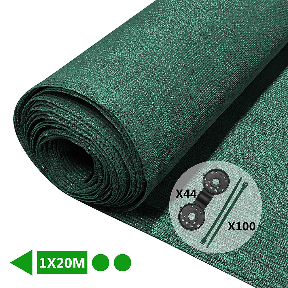 Brise vue occultant en HDPE 150g/m² 1 × 20m avec attaches de fixation vert VOUNOT