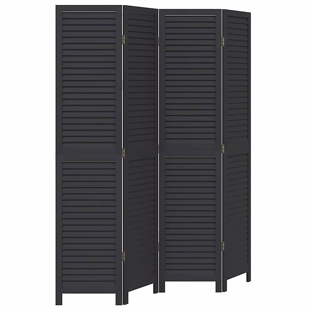 Rangement, meuble et dressing – Cloison de séparation 4 panneaux noir bois de paulownia massif vidaXL