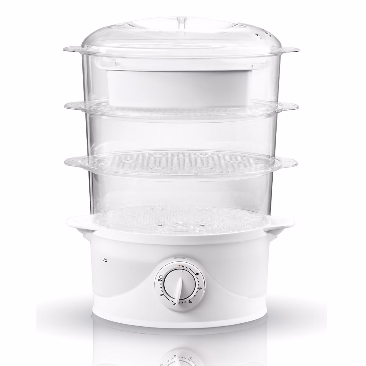 Cuiseur vapeur Puissance de 800 W. – 9L, Trois réservoirs de vapeur Steam Turbo transparents, Adler AD 633