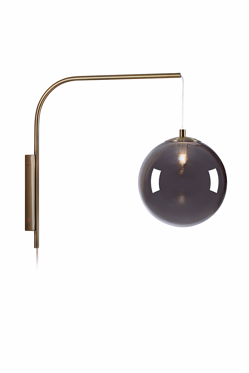 Applique murale E14 Max 40W laiton antique et verre fumé – Markslöjd | Dione