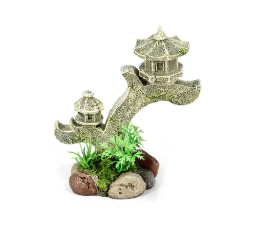 Décoration pour aquarium coloris multicolore Torche Balinaise 3 arches Aquatlantis - 13,5 x 9,5 x 7,5 cm