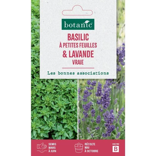 Mélange de graines basilic à petites feuilles et de lavande vraie botanic® - graines à semer