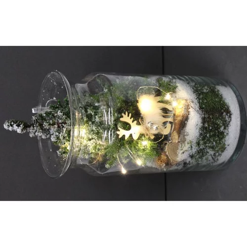Terrarium de noël lumineux décor cerf - La composition