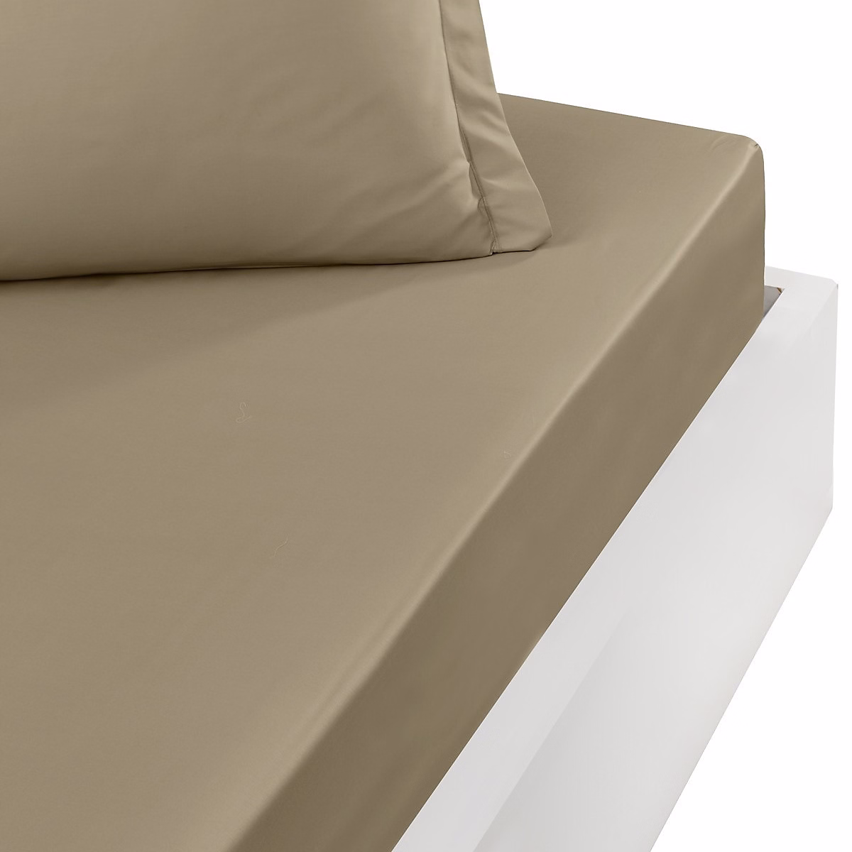 Drap housse bonnet 40 cm en percale coton PLUSTaupe 80 × 200 cm SOFT PERCALE