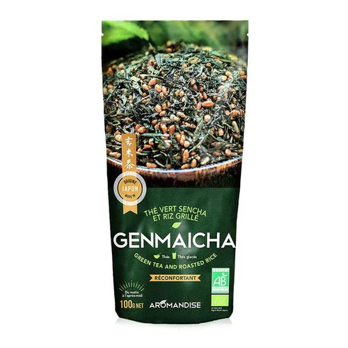 Thé vert et riz genmaicha bio en sachet de 100 g
