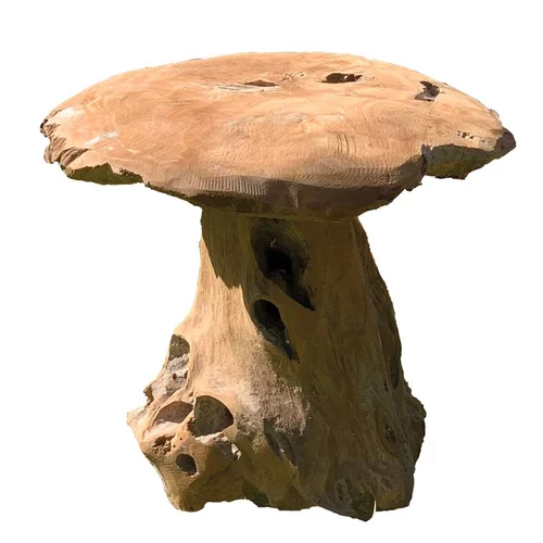 Champignon pour décoration extérieure coloris bois en teck - 30 cm
