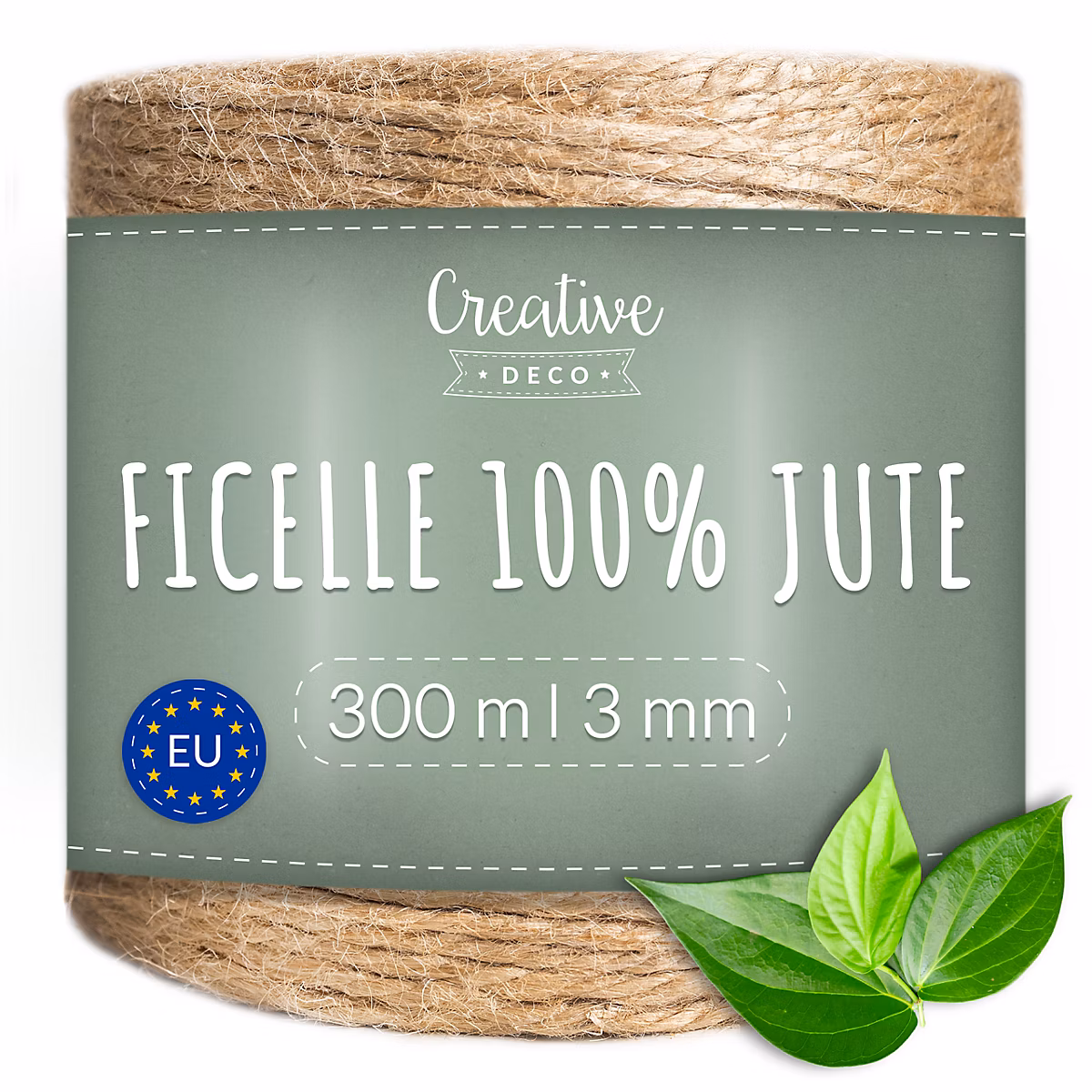 Creative Deco Ficelle Jute 300m 3mm – Corde Naturelle pour Jardinage, Bricolage, Mariage Champêtre, Attache Tomate et Ballons
