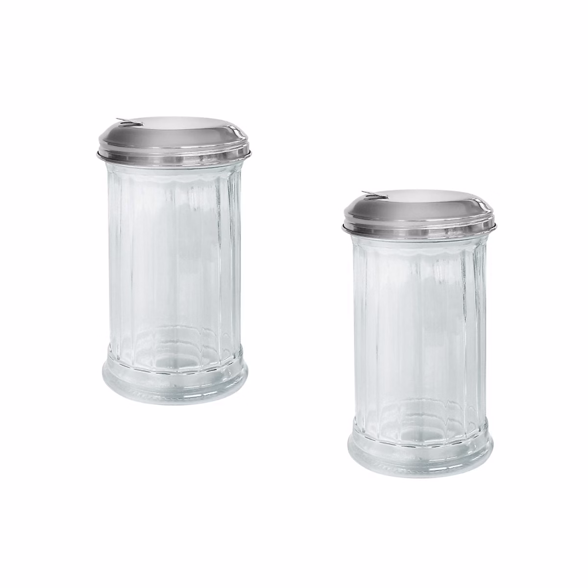 Accessoire de cuisson – Ensemble de 2 Saupoudreuses en verre et couvercle inox 14 cm Fackelmann Basic