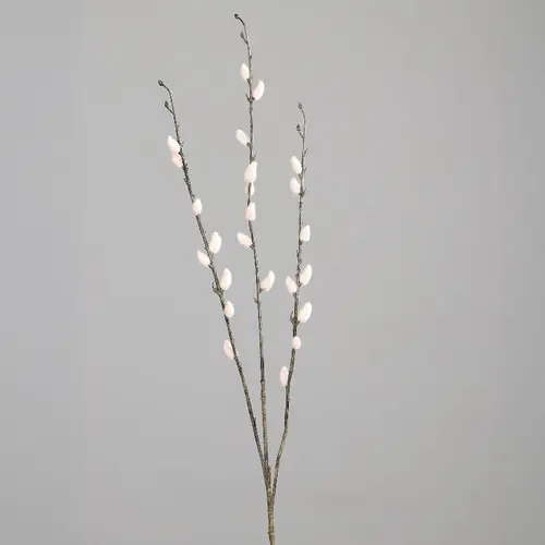 Branche artificielle de chatons de saule en osier rose clair à 3 rameaux - 77 cm