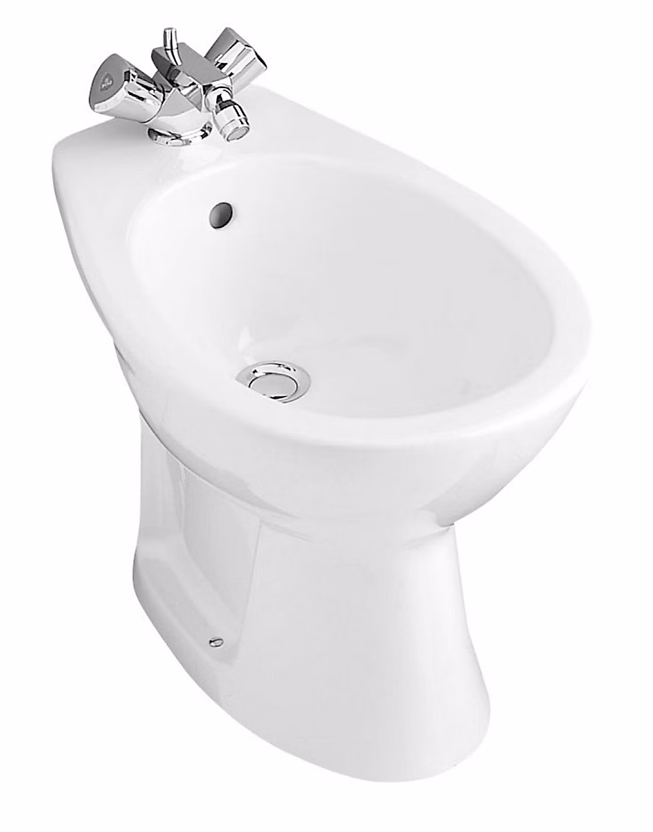 Bidet sur pied blanc VOLTA | Longueur : 565 mm – Largeur : 355 mm – Hauteur : 390 mm – Blanc