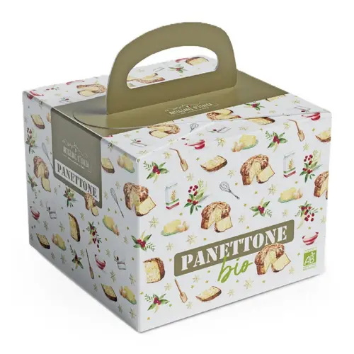 Panettone aux pépites de chocolat bio Artigiani d'Italia - 500 g dans une boîte en carton