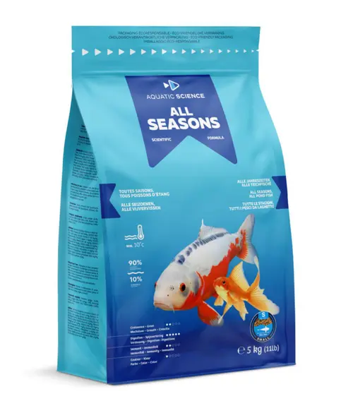 Nourriture annuelle pour poisson d'étang de minimum 7 cm de long Aquatic Science All Seasons - Taille S sac de 5 kg
