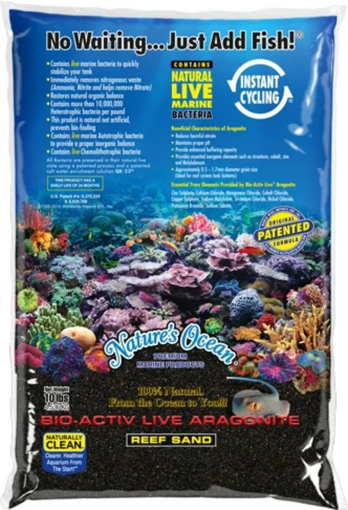Sable vivant noir, granulométrie 0,5-1,7mm, NATURE'S OCEAN - Modèle Black Beach, 4,54Kg