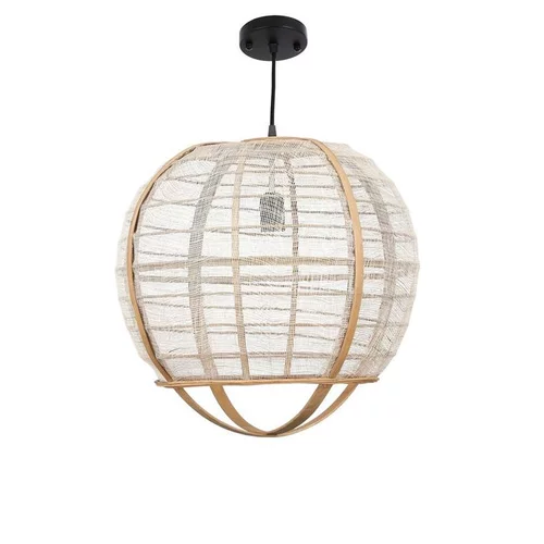 Suspension ronde en bois et lin Pella - Ø 45 x H 43,5 cm